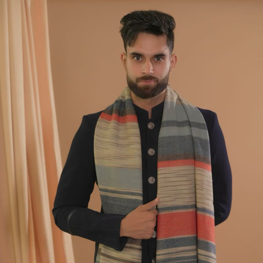 Multitone Striped Wool Shawl – Subtle Sophistication for Every Occasion